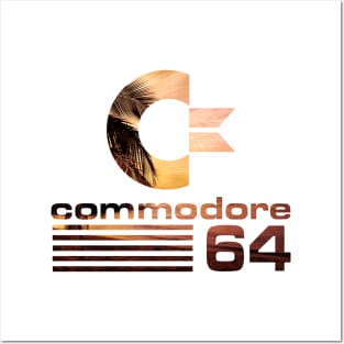 Commodore 64 Sunset Vaporwave Logo Posters and Art